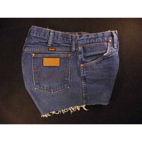 Wrangler Vintage JEAN SHORTS Cut Off W 30 MEASURED Blue Denim Hot Pants - Picture 3 of 8